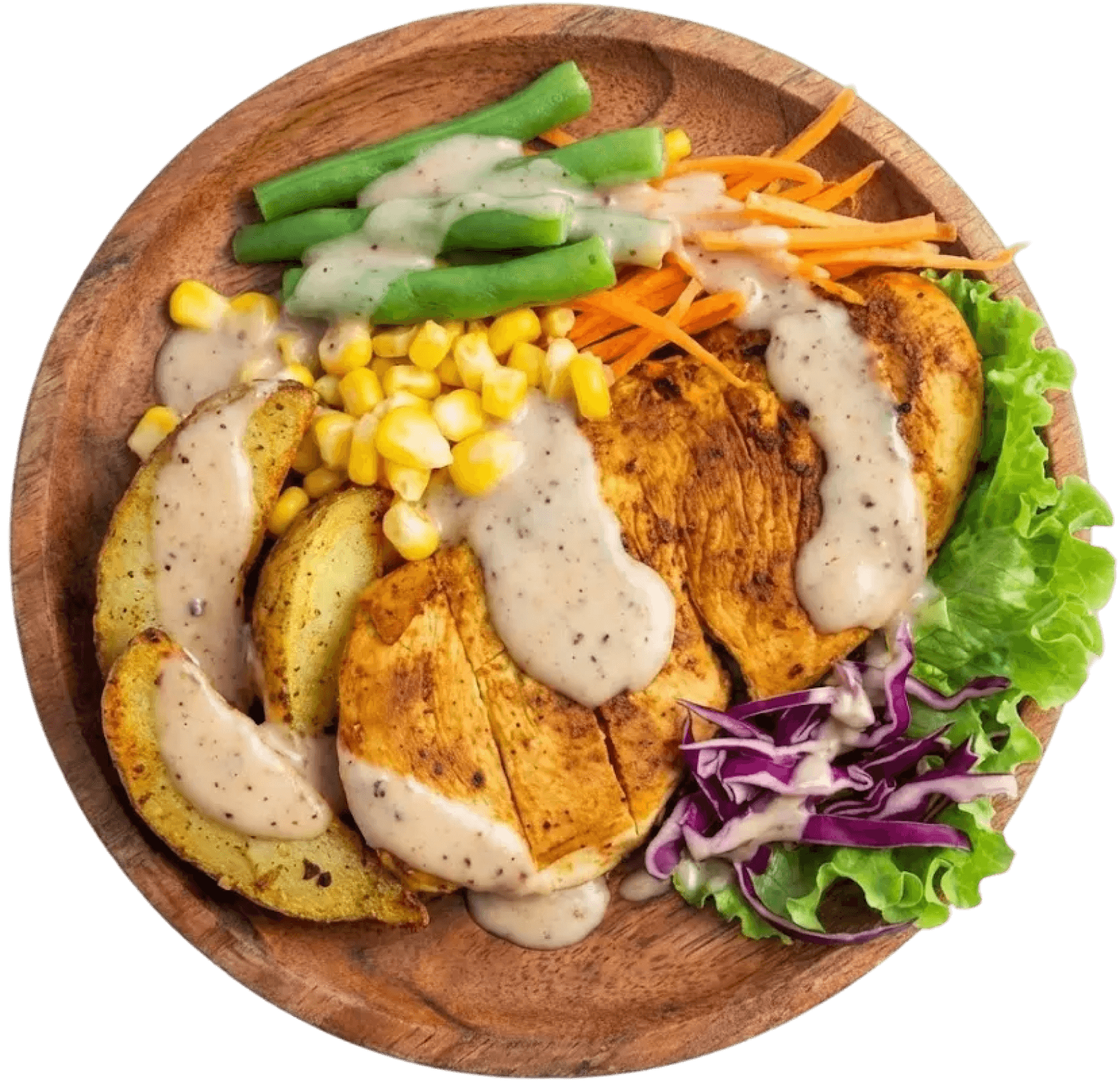 Steak ayam dengan sayuran dan kentang